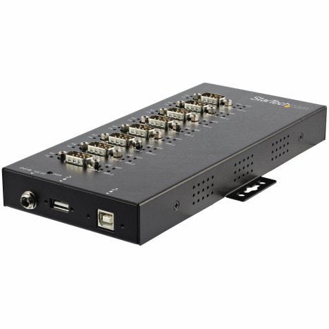 StarTech.com Adaptador Hub Serie de 8 Puertos USB a RS232/RS485/RS422 - Ladrón Industrial Convertidor USB 2.0 a DB9 Serial - IP30 - de Montaje en Carril DIN - Protección ESD de 15kV