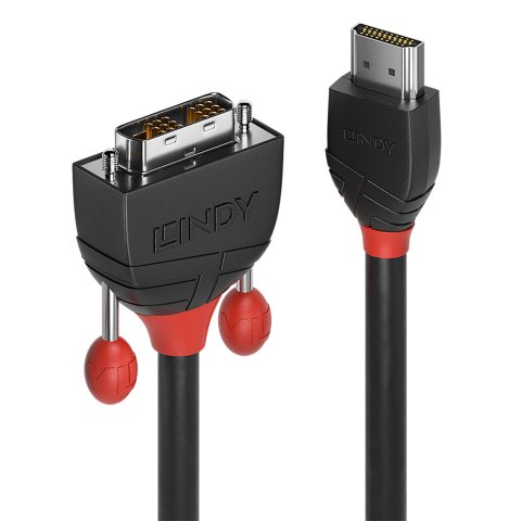 Cable HDMI tipo A (Estándar) Lindy 36272, 2 m, DVI-D, Macho, Macho, Derecho