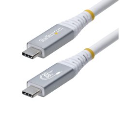 StarTech.com Cable USB4 3m - Cable USB-C Certificado USB-IF - 20Gbps - PD 60W - 4K120 - DP 2.1 - Cable USB Tipo C - Recubrimiento de TPE - Blanco
