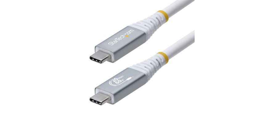 StarTech.com Cable USB4 3m - Cable USB-C Certificado USB-IF - 20Gbps - PD 60W - 4K120 - DP 2.1 - Cable USB Tipo C - Recubrimiento de TPE - Blanco