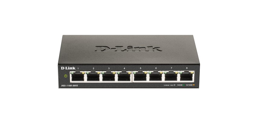 D-Link DGS-1100-08V2 Gestionado L2 Gigabit Ethernet (10/100/1000) Negro