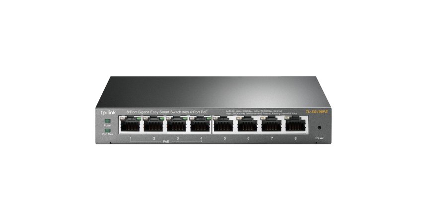 TP-Link TL-SG108PE Géré L2 Gigabit Ethernet (10/100/1000) Connexion Ethernet, supportant l'alimentation via ce port (PoE) Noir