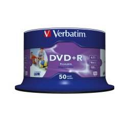 Verbatim DVD+R Wide Inkjet Printable No ID Brand 4,7 GB 50 pieza(s)