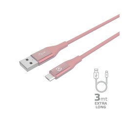 Celly USBMICROCOL3MPK cavo USB 3 m USB A Micro-USB B Rosa