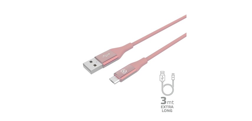 Celly USBMICROCOL3MPK cavo USB 3 m USB A Micro-USB B Rosa