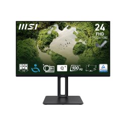 MSI Pro MP245PG 24 Inch Monitor, FHD (1920 x 1080), 100Hz, IPS, 1ms, 1x HDMI 1.4b, 1x DP 1.2a output, 1x D-Sub(VGA), Built-in Speakers, Anti-Glare, Anti-Flicker, Less Blue light, TÜV Certified, VESA, Kensington, 4-way adjustable stand, Black