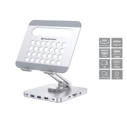 Conceptronic DONN26G mueble y soporte para dispositivo multimedia Plata Tableta Carro para administración de tabletas