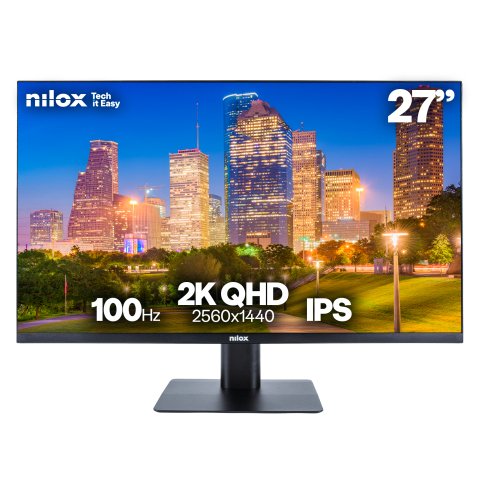 Nilox Monitor Desktop - Monitor 27", 2K, IPS, 100Hz, 2 HDMI, 1 DP, 1ms, Multimedia