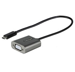 StarTech.com Adaptateur USB C vers VGA - Dongle Adaptateur 1080p USB Type-C vers VGA - Convertisseur Vidéo USB-C (DP Alt Mode) vers Écran VGA - Compatible TB3 - Câble Attaché de 30,4cm de long - Version Améliorée de CDP2VGA
