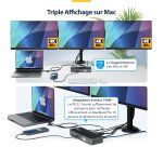 StarTech.com Station d'Accueil USB-C Triple Écran, Station de Recharge pour Ordinateur Portable 140 W pour MacBook Pro et Windows, HDMI 4K 60 Hz ou DisplayPort, TAA