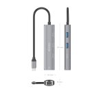 AISENS Dock USB-C A Ethernet Gigabit + Hub 1xUSB-C+2xUSB-A, Gris, 15cm