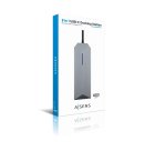 AISENS USB-C dock 8 en 1, USB-C a 1xHDMI, 1xRJ45, 3xUSB, 1xPD, 1xSD, 1xMicroSD, Gris, 15 cm