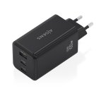 AISENS Cargador GaN 100W, 2x USB-C PD3.0 QC4.0 QC5.0, 1x USB-A QC3.0, Negro