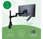 R-Go Tools Bras d'écran R-Go Zepher, bras réglable pour moniteur double, 100% circulaire, capacité de charge jusqu'à 8 kg, noir