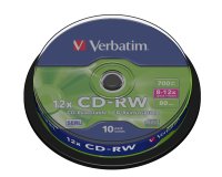 Cd-rw verbatim serl capacidad 700mb velocidad 12x 80 min tarrina de 10 unidades