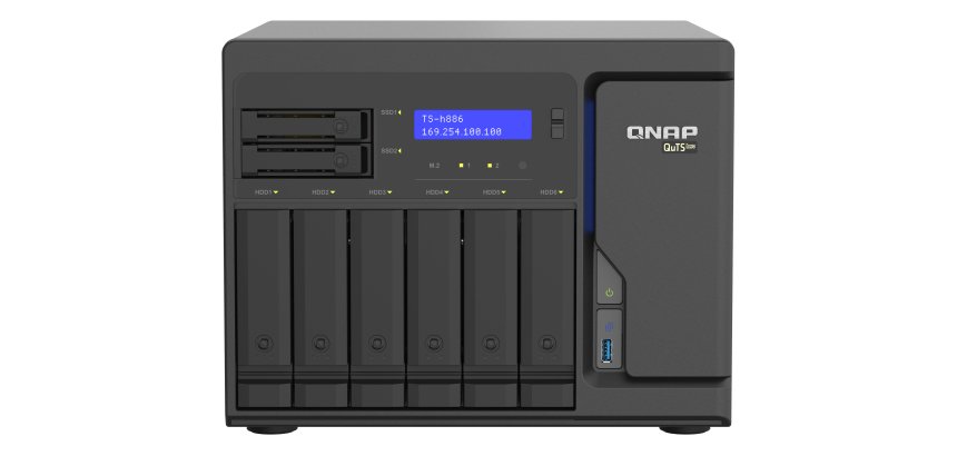 QNAP TS-h886 NAS Tower Intel® Xeon® D D-1602 8 Go DDR4 0 To QuTS hero Noir