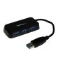 StarTech.com Portable 4 Port SuperSpeed Mini USB 3.0 Hub - Black