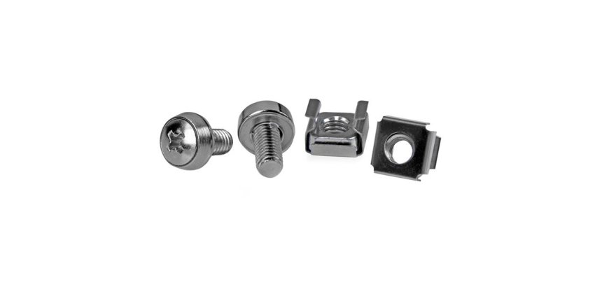 StarTech.com 50-Pack M6 12mm Screws, Square Hole Cage Nuts and Installation Tool, Hardware Mounting Kit for 19" or 10" Server Racks, Cabinets and Enclosures, Silver - TAA