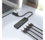 AISENS Hub USB 3.1 USB-C USB-A, USB-C/M+USB-A/M-4xTIPO A/H, Negro, 15cm