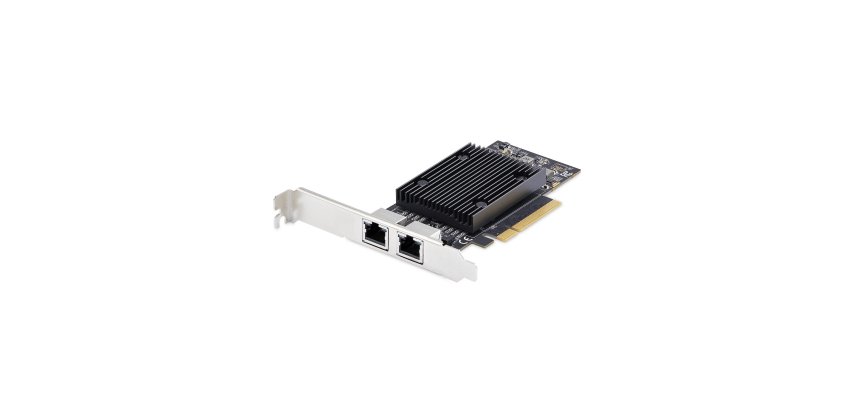 StarTech.com Carte Réseau PCIe 10 Gb Ethernet à 2 Ports, Carte d'Interface Réseau 10 GbE, Chipset Broadcom BCM57416, Double RJ45 10GBase-T/Gigabit, Carte NIC, TAA