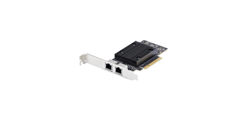 StarTech.com Carte Réseau PCIe 10 Gb Ethernet à 2 Ports, Carte d'Interface Réseau 10 GbE, Chipset Broadcom BCM57416, Double RJ45 10GBase-T/Gigabit, Carte NIC, TAA