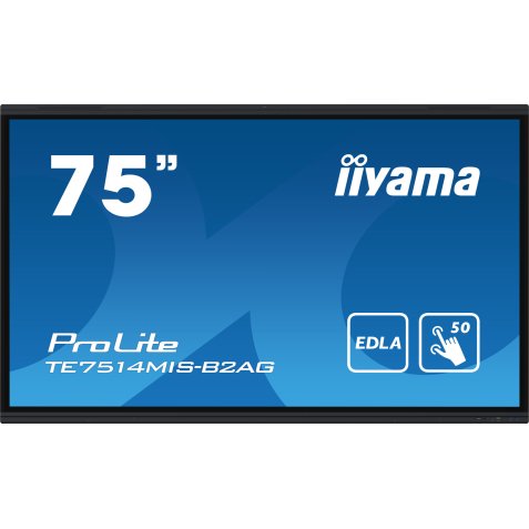 iiyama PROLITE TE7514MIS-B2AG Écran plat de signalisation numérique 190,5 cm (75") LCD Wifi 435 cd/m² 4K Ultra HD Noir Écran tactile Intégré dans le processeur Android 24/7