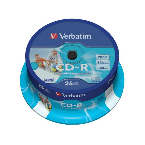 Verbatim CD-R AZO Wide Inkjet Printable 700 Mo 52x 25 pièce(s)