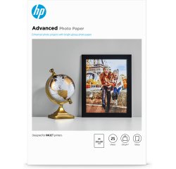 HP Carta fotografica Advanced, lucida, 250 g/m2, A4 (210 x 297 mm), 25 fogli