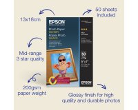 Epson Glossy Photo Paper (130 x 180mm), 200gsm, 50 sheets