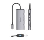 AISENS USB-C Dock 6 en 1, USB-C a 1xHDMI, 1xUSB-A 10G, 2xUSB-C 10G, 1xSD, 1xMicroSD, Gris, 20cm