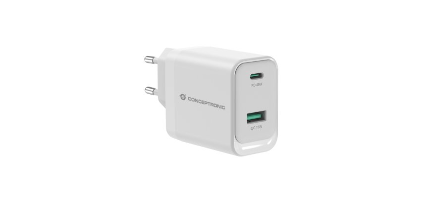 Conceptronic ALTHEA20W45 Caricabatterie per dispositivi mobili Universale Bianco AC Ricarica rapida Interno