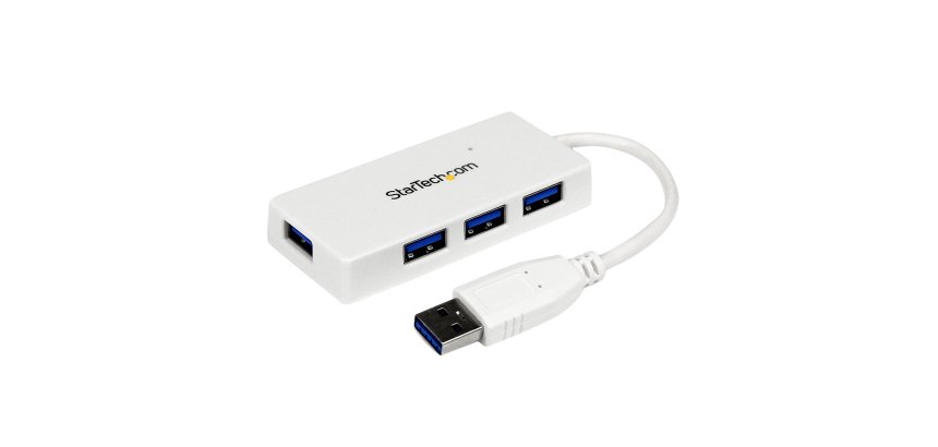 StarTech.com Hub portatile mini USB 3.0 SuperSpeed a 4 porte - Perno e concentratore per Ultrabook USB 3.0 con cavo integrato - Bianco