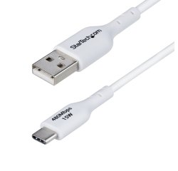 StarTech.com Cable Cargador USB-A a USB-C de 1m - Cable Adaptador USB-A a USB Tipo C - 3A - Cable de Carga y Sincronización - USB 2.0 - Recubrimiento de TPE - M/M - Blanco