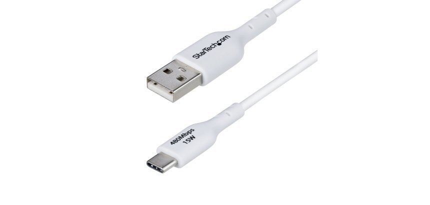 StarTech.com Câble de Charge USB-A vers USB-C de 1m, Charge et Synchronisation, 3A, USB 2.0, Gaine TPE - Cordon de Charge USB Blanc