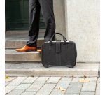 R-Go Tools Sacoche pour ordinateur portable R-Go Viva, cuir pleine fleur, avec support intégré pour ordinateur portable, noir