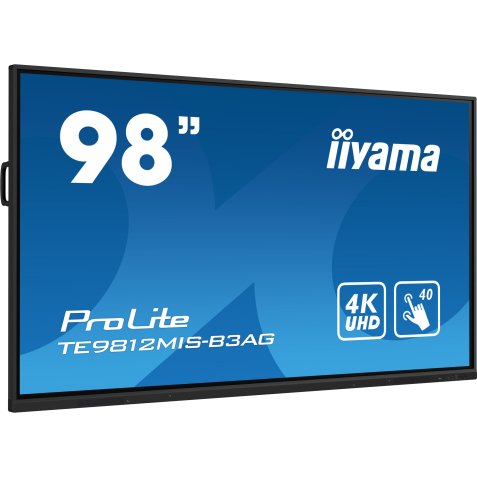 iiyama TE9812MIS-B3AG Écran d'affichage dynamique En forme de kiosk 2,49 m (98") LCD Wifi 400 cd/m² 4K Ultra HD Noir Écran tactile Intégré dans le processeur Android 11 24/7