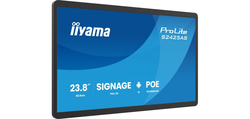 iiyama ProLite S2425AS-B1P Écran plat de signalisation numérique 60,5 cm (23.8") LCD Wifi 500 cd/m² Full HD Noir Intégré dans le processeur Android 24/7
