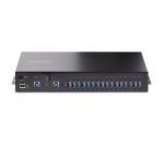 StarTech.com Hub USB 3.0 5Gbps Industriel à 16 Ports - Montage DIN/Surface/Rack - Protection ESD - Commutateur USB 3.0 Alimenté, Jusqu'à 120W de Charge USB Partagée - Hub USB pour PC Portable/Bureau à Double Hôte