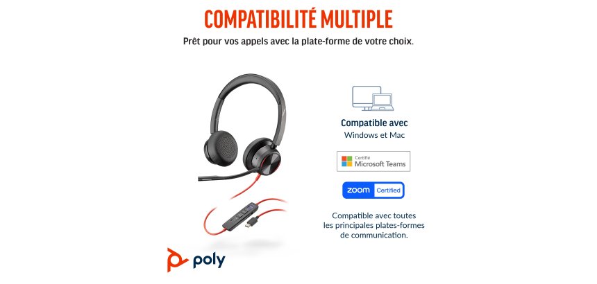 Casque micro filaire Poly Blackwire 8225