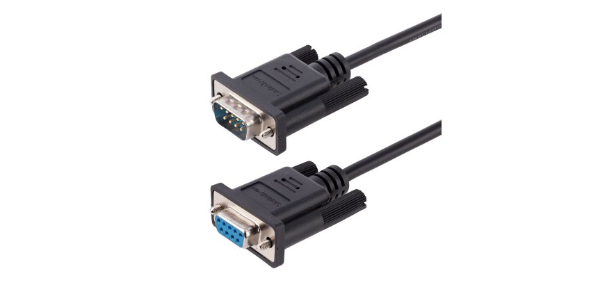 Cable 3m Serie RS232 para Módem Nulo, Crossover Cruzado Serial con Blindaje de Al-Mylar, Cable DB9 de Puerto COM Hembra a Macho Compatible con Dispositivos DTE