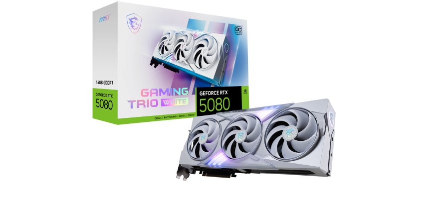 MSI GAMING GEFORCE RTX 5080 16G TRIO OC WHITE graphics card NVIDIA 16 GB GDDR7