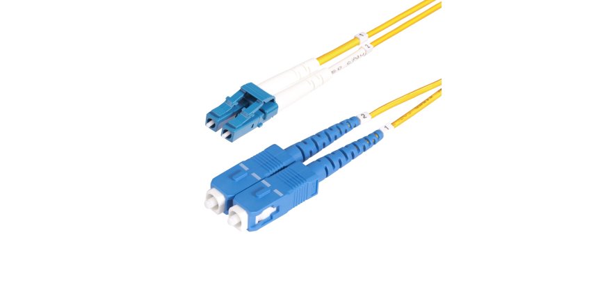 StarTech.com Câble Fibre Optique de 2m Duplex Monomode LC vers SC(UPC) OS2, 9/125µm, 100G, Cordon Fibre Optique, Insensible à la Courbure, Faible Perte d'Insertion, Cordon Patch Fibre LSZH