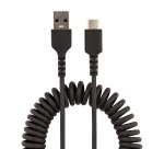 StarTech.com 3.3ft (1m) USB-A to USB-C Fast Charging Cable, Rugged, Coiled, Charge & Sync, 3A, USB 2.0, TPE Jacket and Aramid Fiber - USB Charging Cord