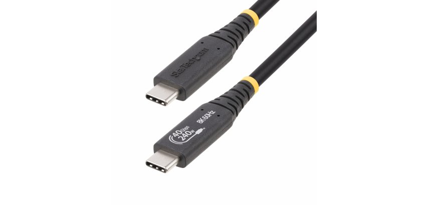 StarTech.com Cable USB4 de 50cm - Cable USB-C Certificado USB-IF 40Gbps - Cable USB Tipo C - Power Delivery PD de 240W 5A - Modo Alt DP 8K 120Hz/4K 240Hz - Compatible con Thunderbolt