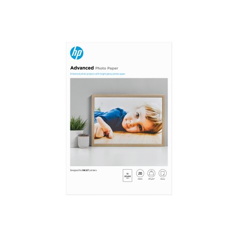 HP Papier photo Advanced, brillant, 250 g/m2, A3 (297 x 420 mm), 20 feuilles
