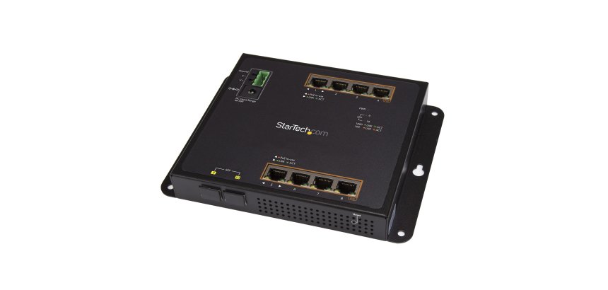 StarTech.com Switch Industriel POE+ Gigabit Ethernet 8 ports - 2 connexions MSA SFP - 30W - Switch Gbe Haute Puissance L2 adminstrable renforcé - Fixation murale Rail DIN IP-30/ -40C° à 75C°