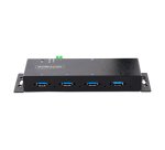 StarTech.com 4-Port Industrial USB 3.0 Hub with ESD Protection~4-Port USB 3.0 Hub - 5Gbps - Metal Industrial USB-A Hub - Wall or Desk Mountable USB Data Hub - TAA Compliant USB Expander Hub