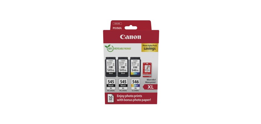 Canon photo value pack 2 x PG-545XL + 1 x CL-546XL, 300 - 400 pages, OEM 8286B015, 4 couleurs