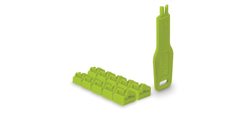 Lindy Verrous de ports RJ45, 10pcs avec clé, Vert