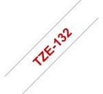 Brother TZE-132 Casete de cinta laminada original Rojo sobre transparencia 12 mm x 8 m